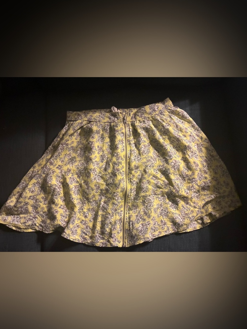 Abercrombie & Fitch Yellow Floral Zip-Front Skater Skirt